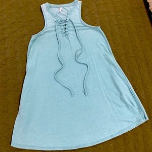 Z Supply Teal Lace-Up T-shirt Dress